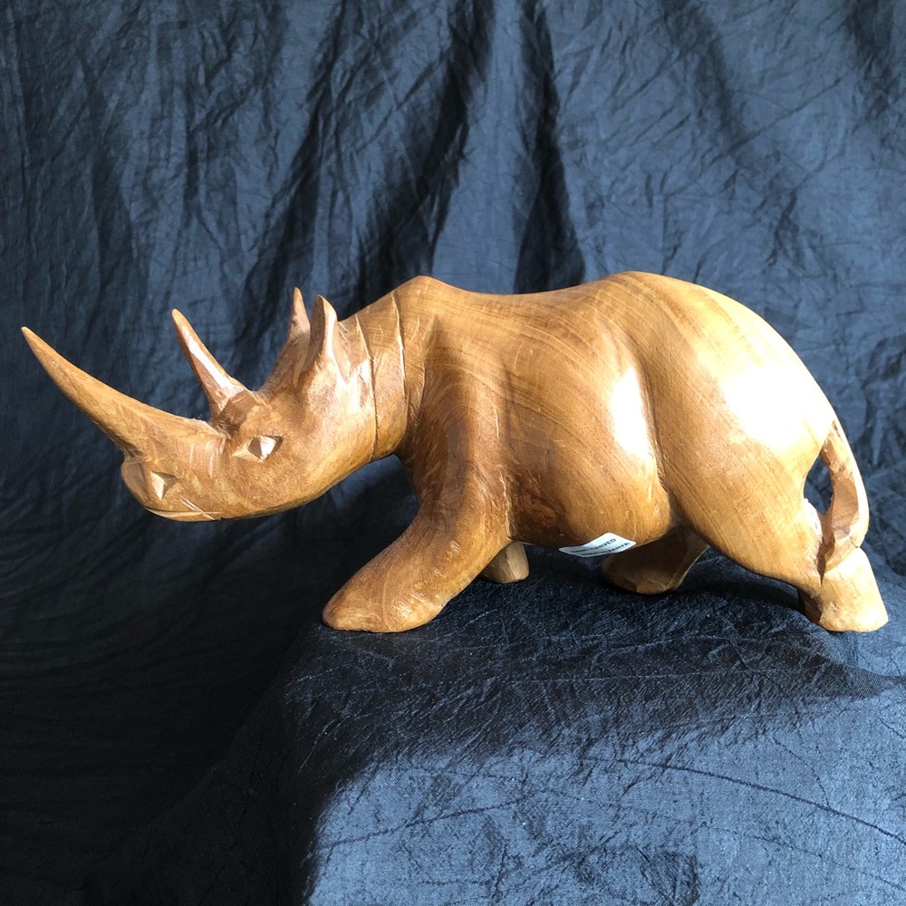 Hand Carved Wooden Rhino Made in Kenya